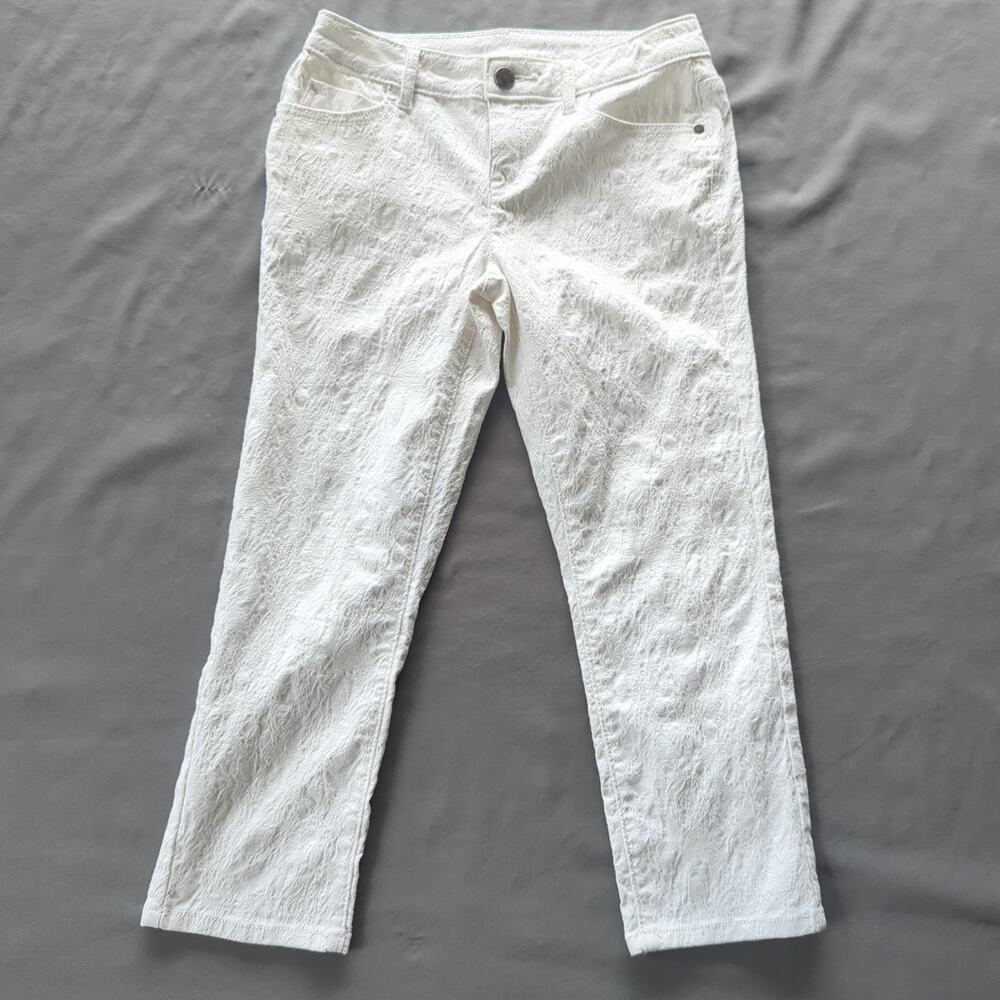 Simply Vera Vera Wang White Floral Jacquard Cropped Ankle Jeans Womens Size 0